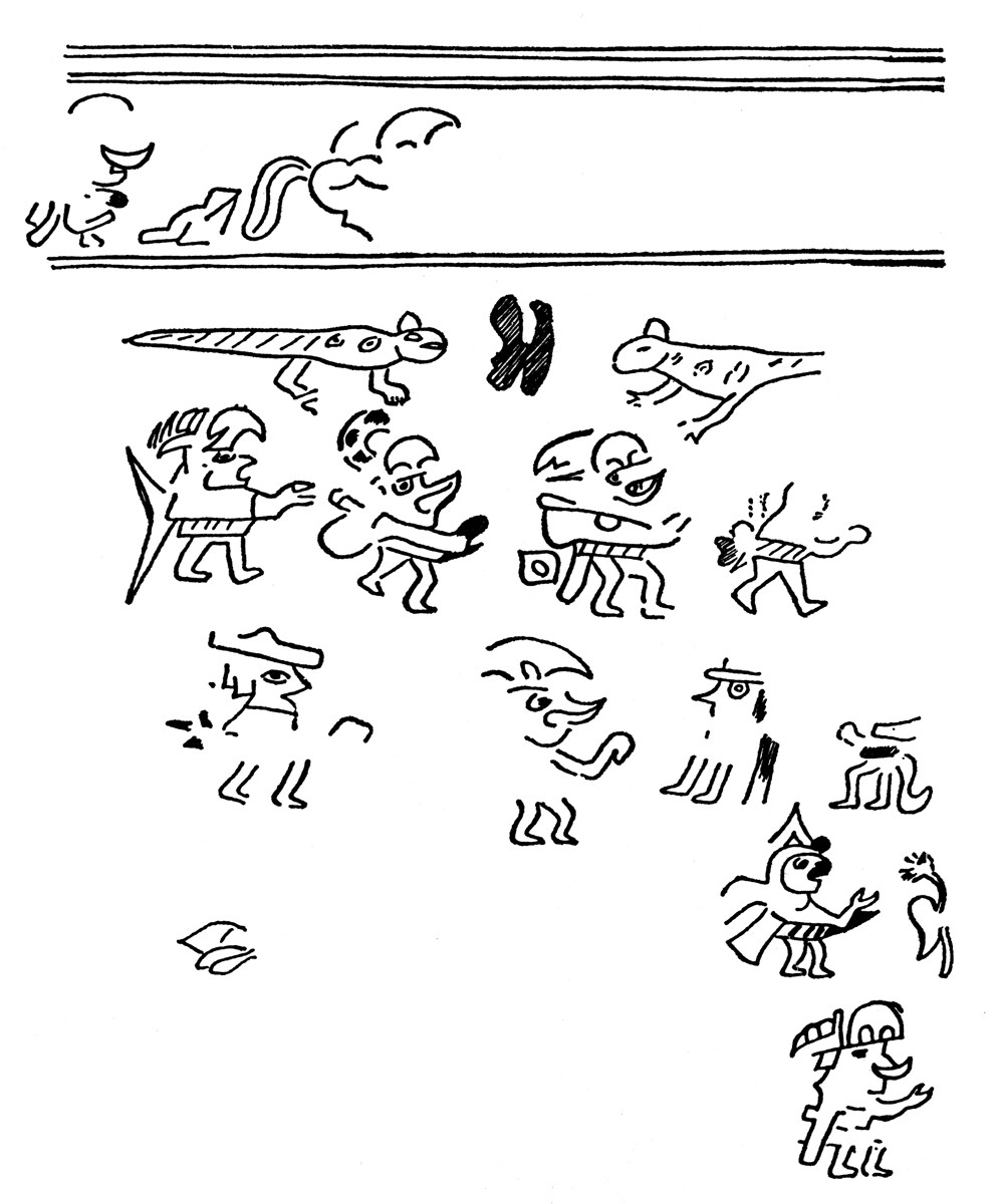 Moche woman’s arm tattooing from Pacatnamu, showcasing the Mochica style and anthropomorphic creatures