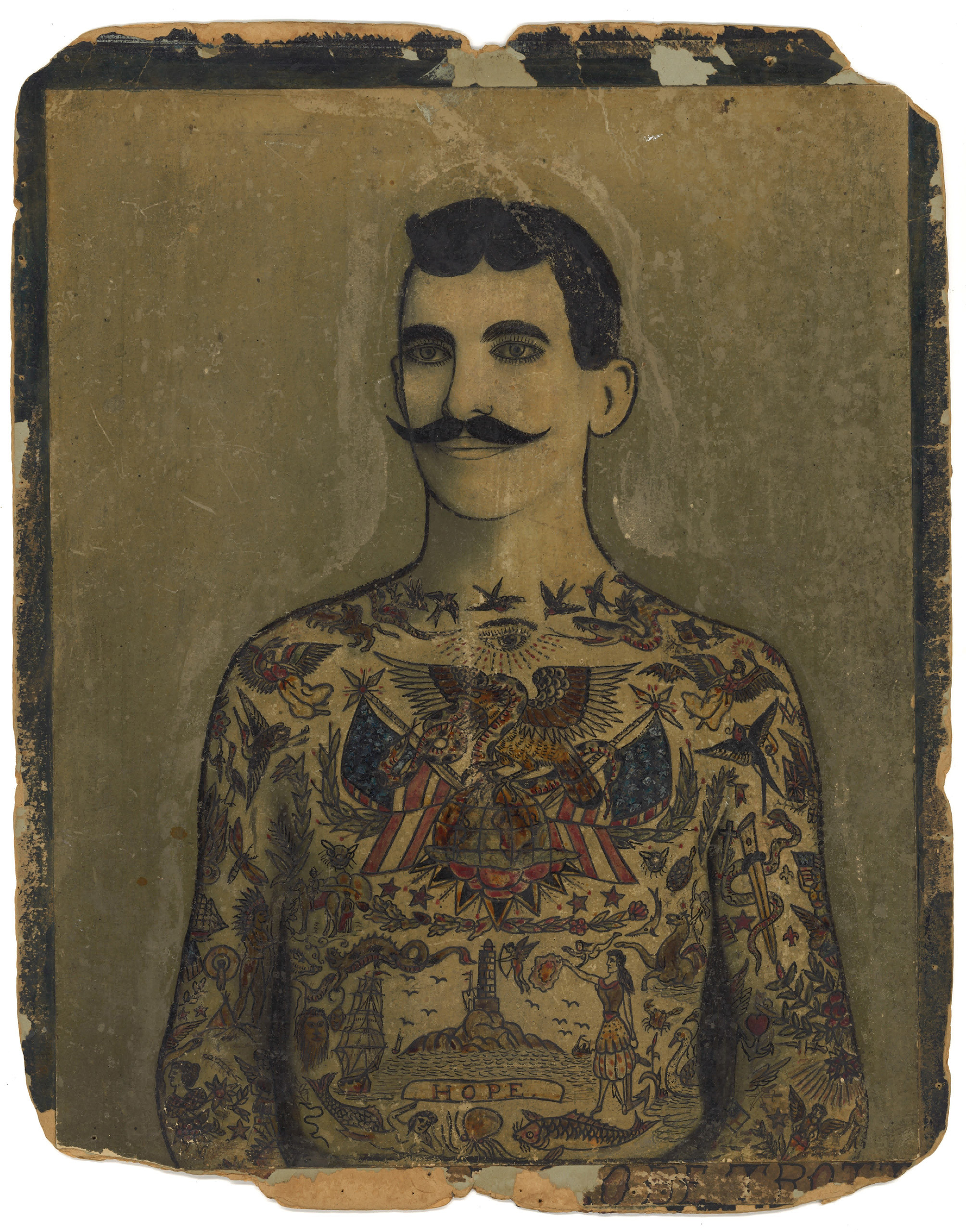 Augustus “Gus” Wagner, Self-Portrait, Tattoo Flash, ca. 1910-1930.