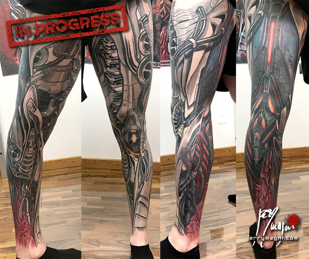 Biomechanical tattoo in progress