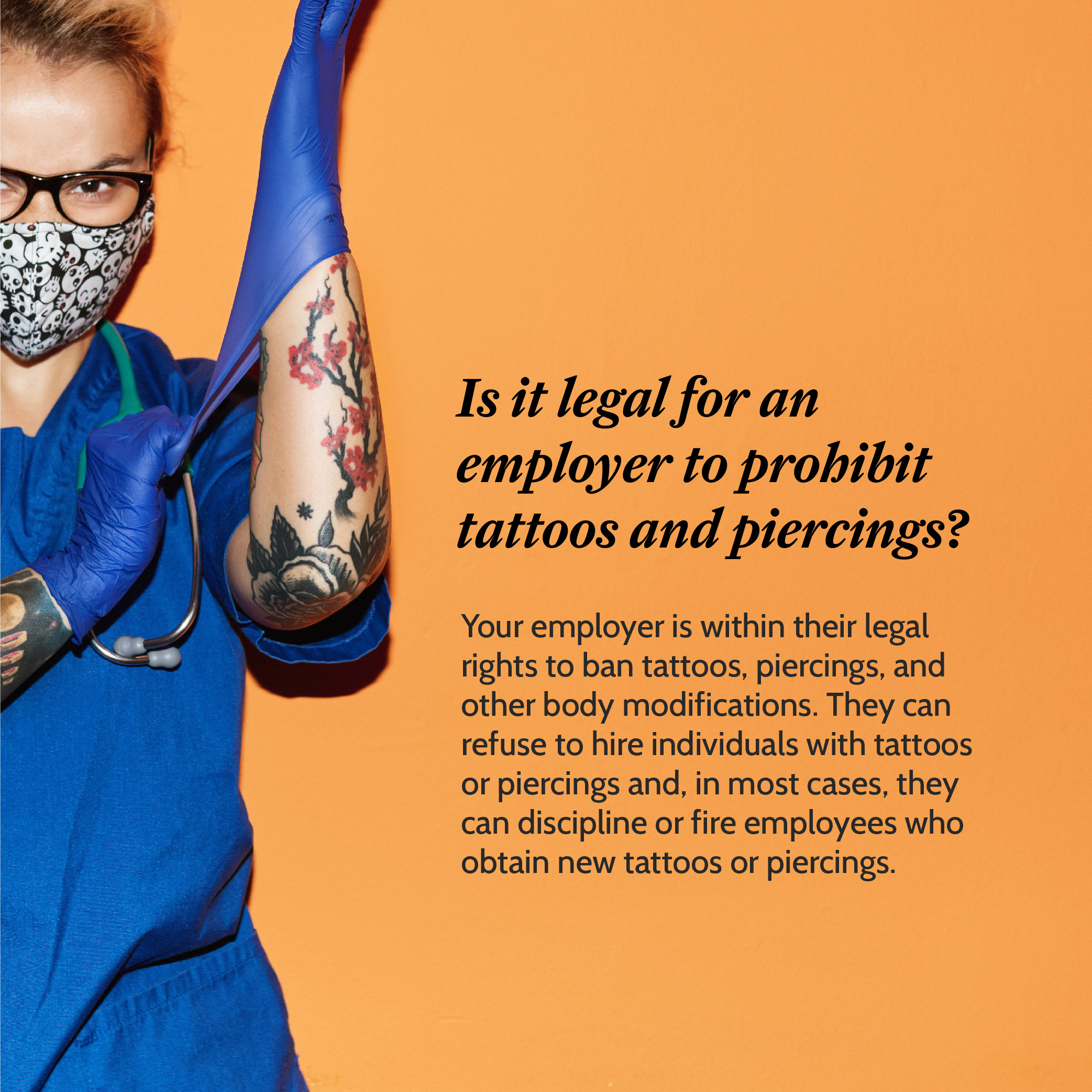 Veterinary Technician Wearing Colorful Arm Tattoo