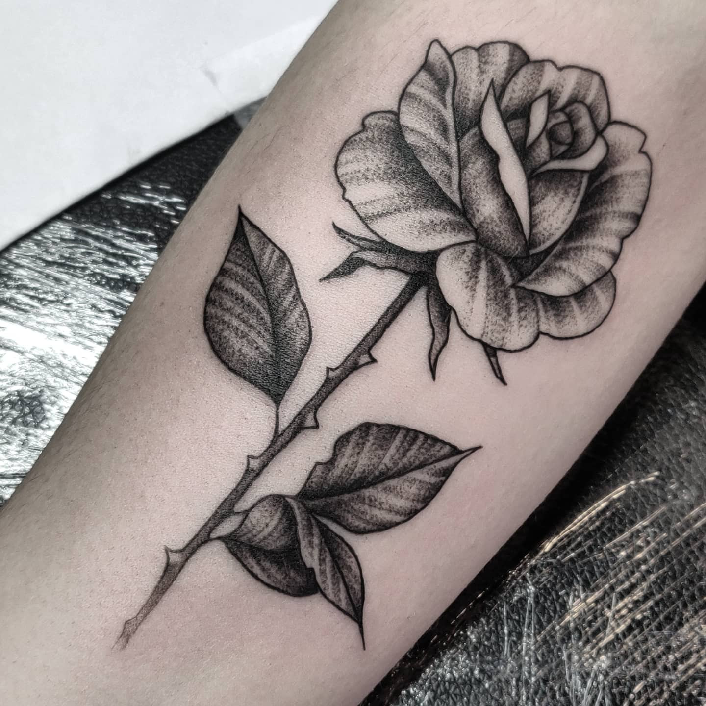 Rose tattoo by Virginia Massari
