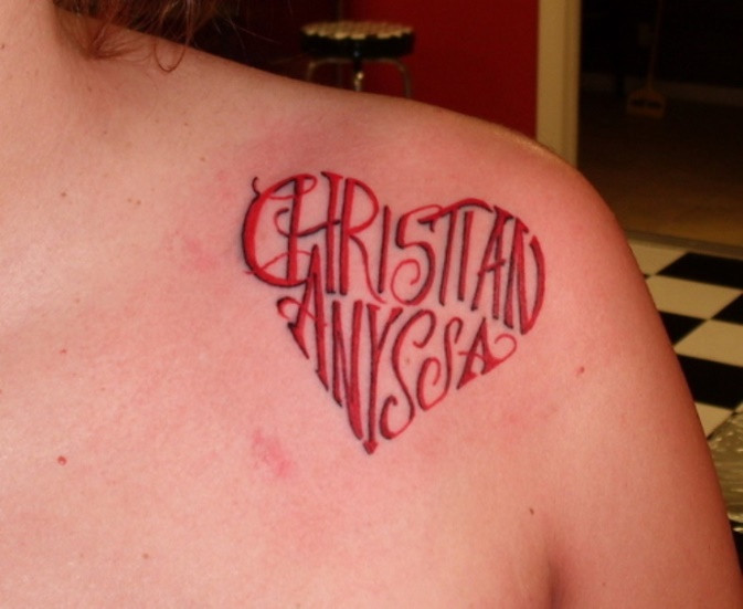 Heart Tattoo with Names - A Tribute to Loved Ones