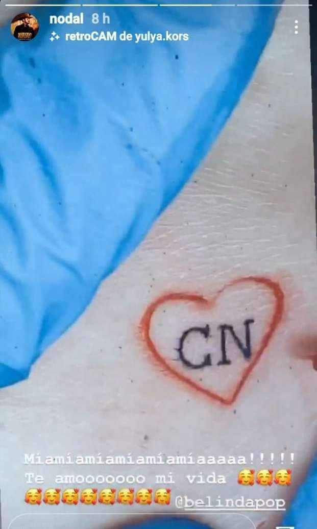 Christian Nodal proudly displays Belinda's name tattooed on his face, symbolizing his deep affection and commitment to her