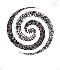 Spiral tattoo denoting creation, self-realization, perseverance &amp; knowledge