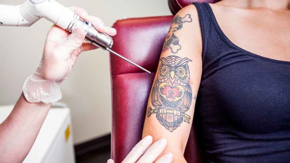A tattoo being worked on