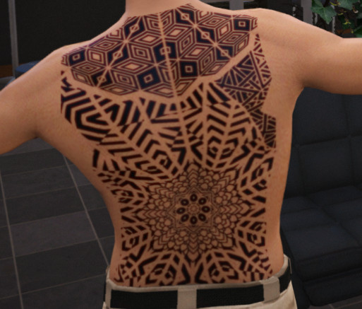 GTA 5 arm tattoo of a geometric design, offering a modern and abstract look, perfect for players seeking a unique and eye-catching tattoo