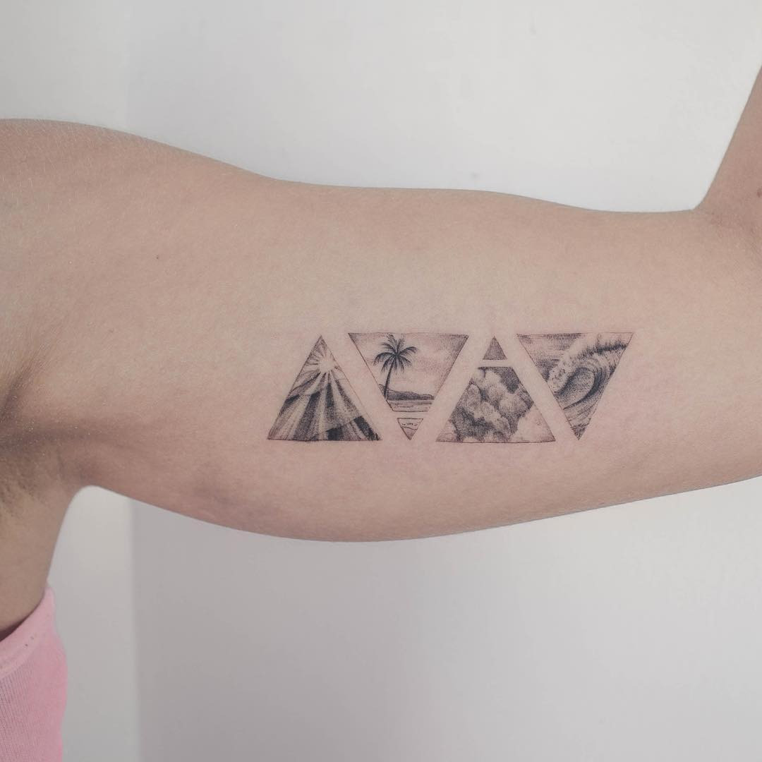 A finger tattoo symbolizing the water element.