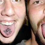 Simple tongue tattoo design with a black outline
