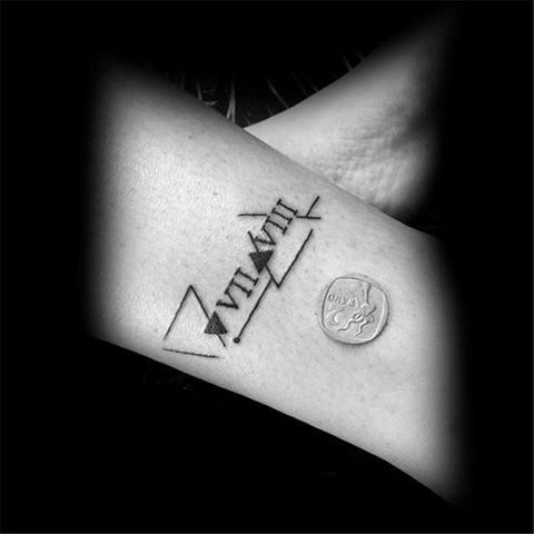 Roman numeral mini tattoo on the wrist