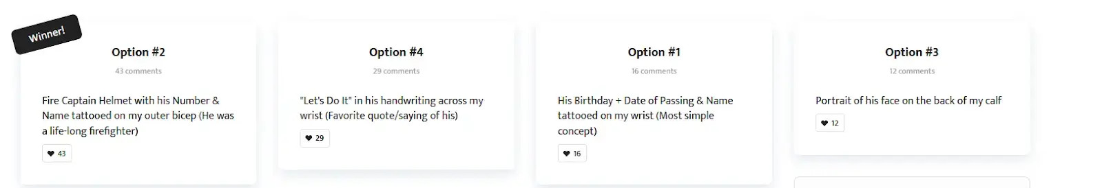 Text comparison survey of tattoo ideas to memorialize a grandfather