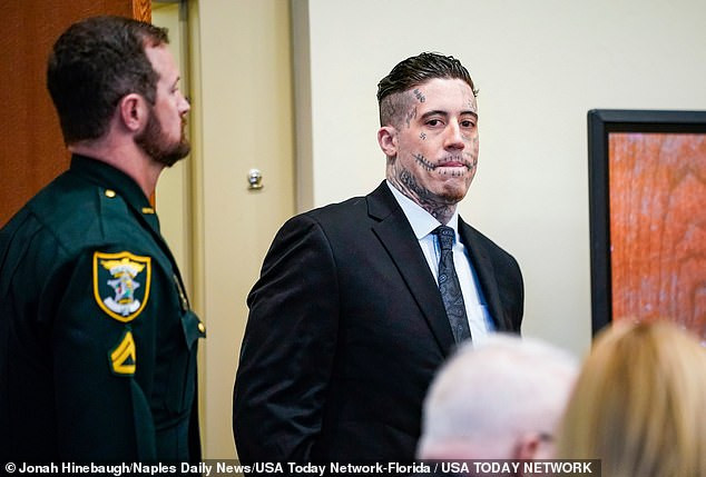 Wade Wilson being escorted from the courtroom after sentencing