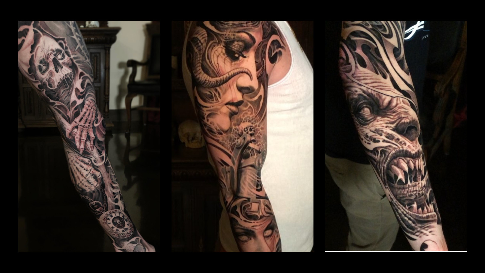 A large black and gray realism tattoo by Josh Duffy