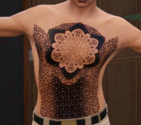 GTA 5 geometric galaxy tattoo design, offering a modern and abstract look, perfect for players seeking a unique and eye-catching tattoo