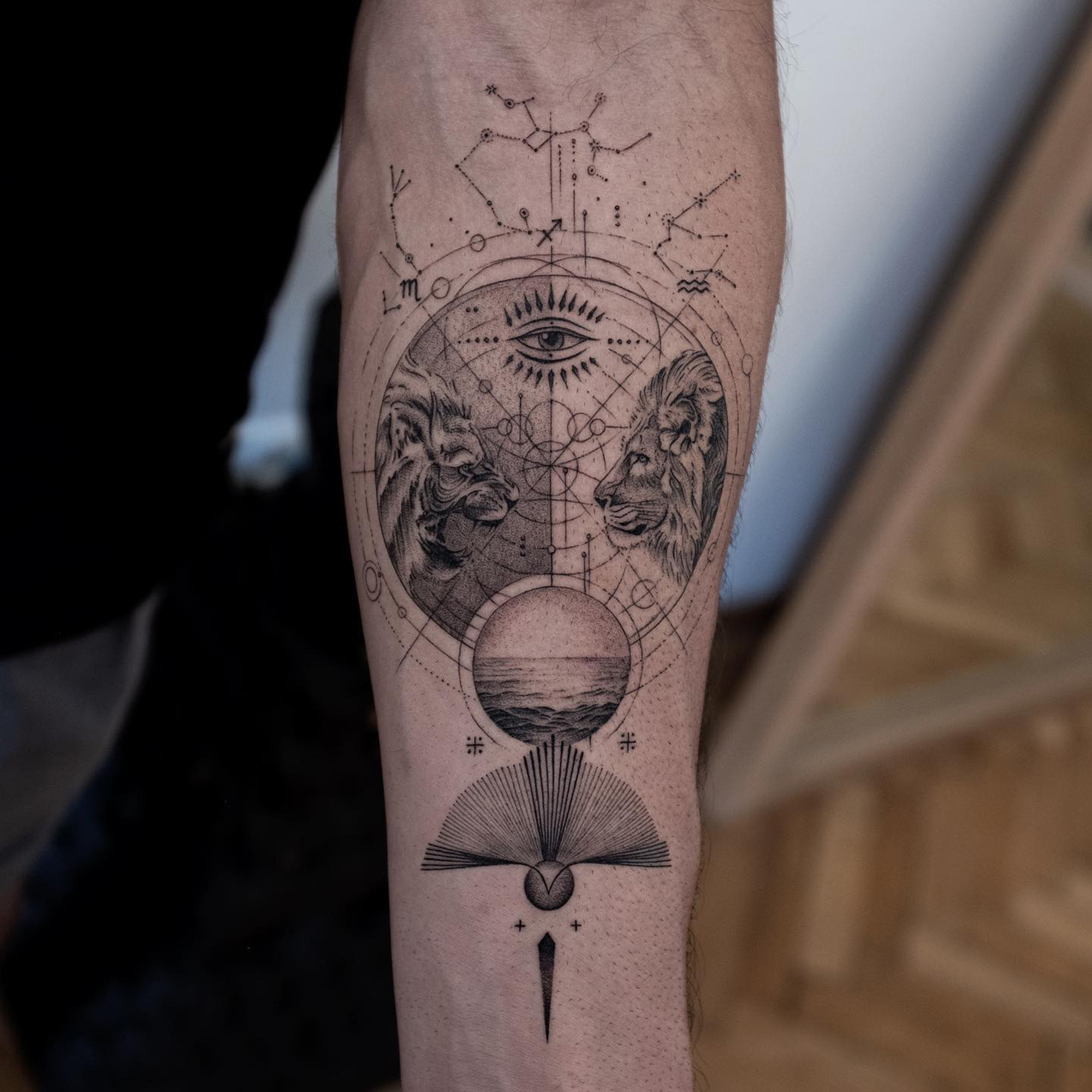 Aaron Rodgers tattoo with astrological symbols
