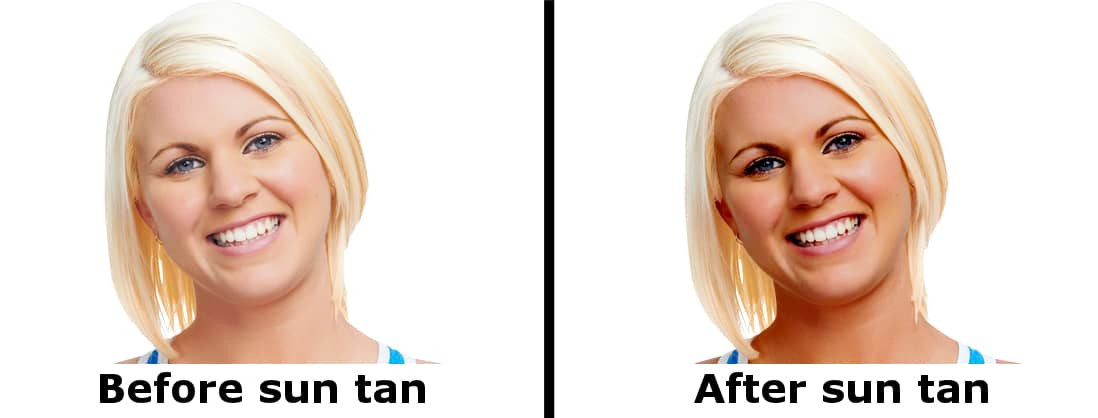 Before and after suntan