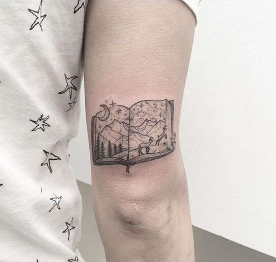 Book inspired open tattoo