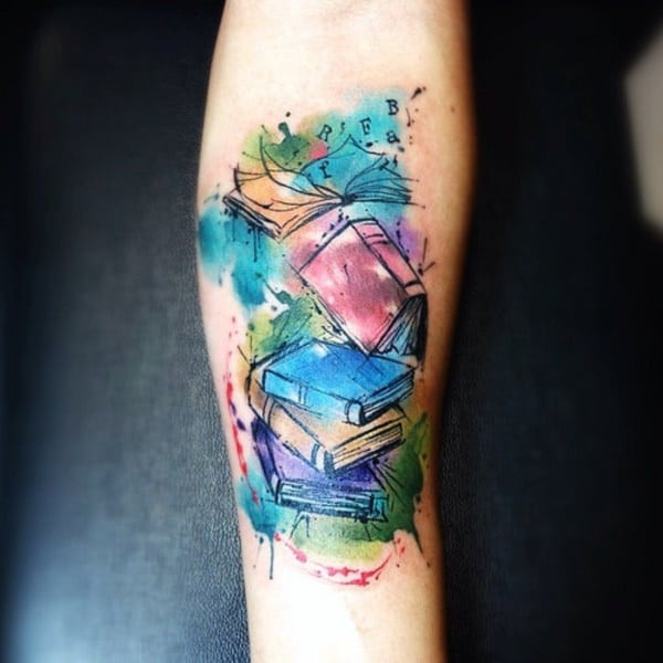 Watercolor book tattoo idea