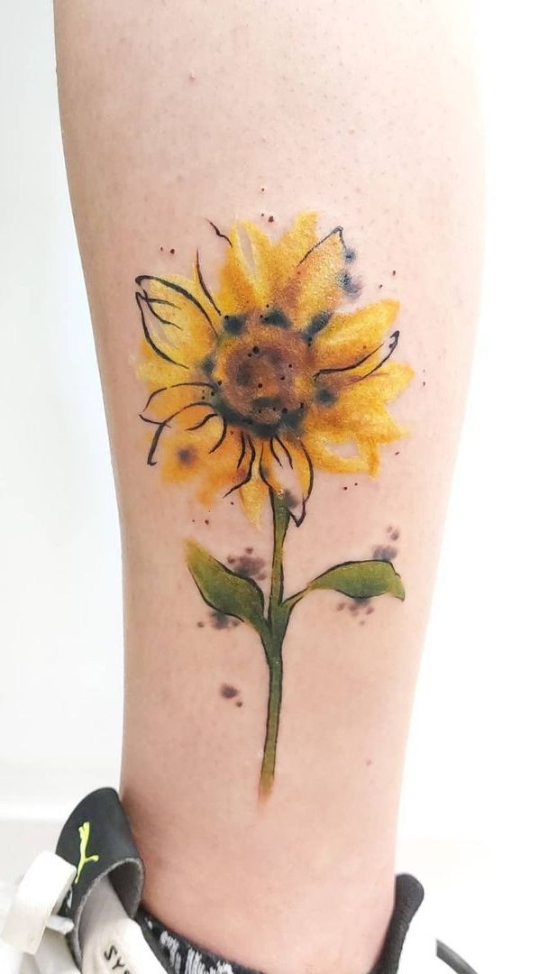 Watercolor Floral Tattoo on Back