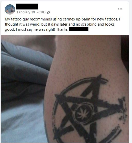 Carmex is good for tattoos