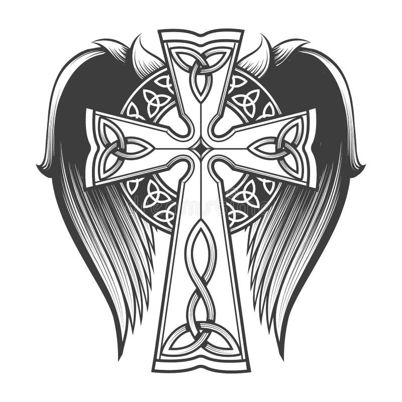 Celtic cross with wings, a design symbolizing freedom and spirituality