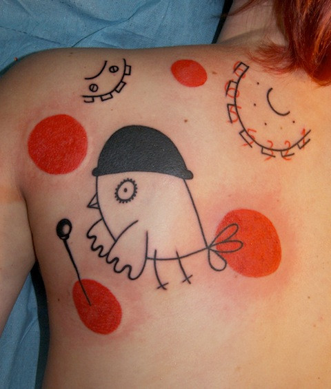 A Clockwork Orange tattoo combining styles