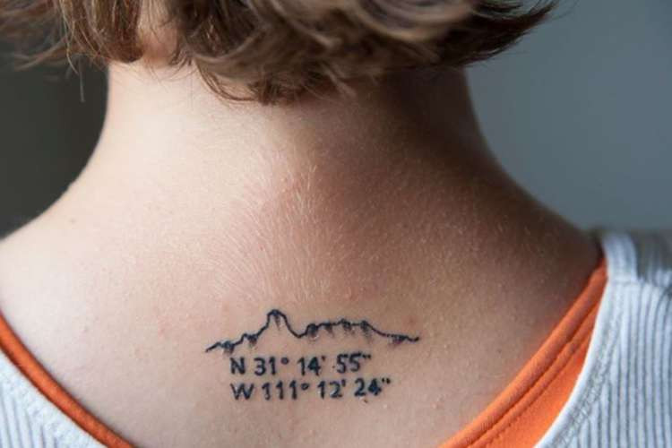 Tattoo of geographic coordinates