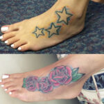 tribal tattoo cover up with flower design