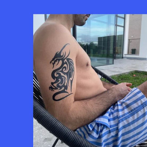 Black tribal dragon temporary tattoo