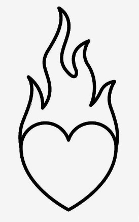 Heart tattoo design with flames