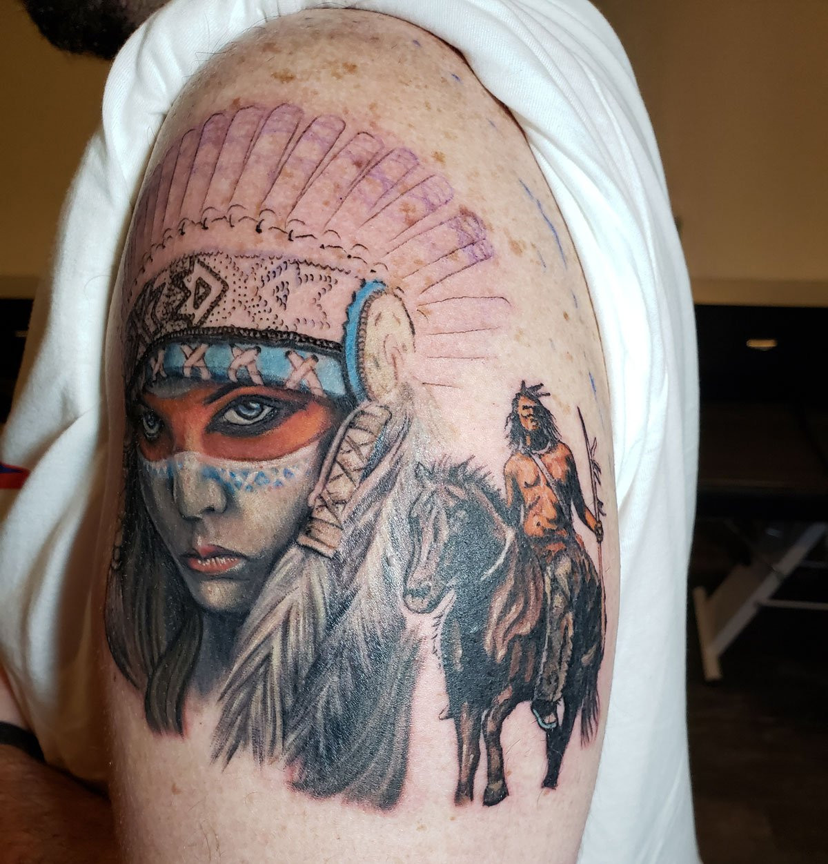 The indian and warrior tattoo - Artist: Renegade.ink - 00