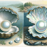 Natural pearls compared to cultured pearls formed in shellfish