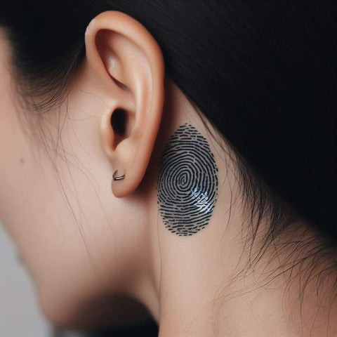 Fingerprint tattoo behind the ear 1
