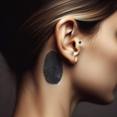 Fingerprint tattoo behind the ear 2
