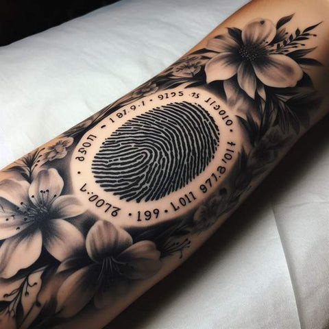 Floral fingerprint tattoo