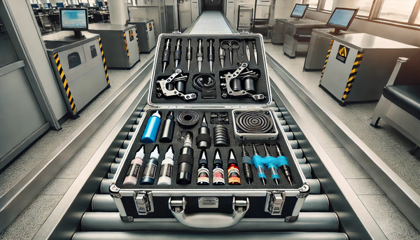 Tattoo artist packing equipment with care