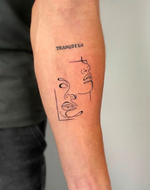 Simple line art Gemini twins tattoo on the wrist