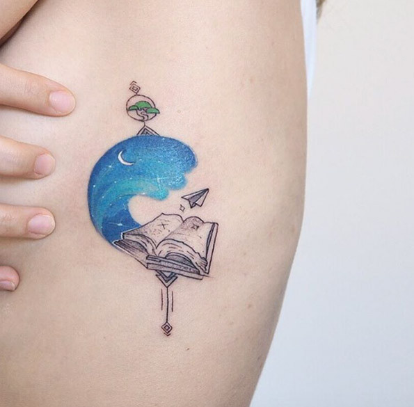 Open book tattoo for book lovers