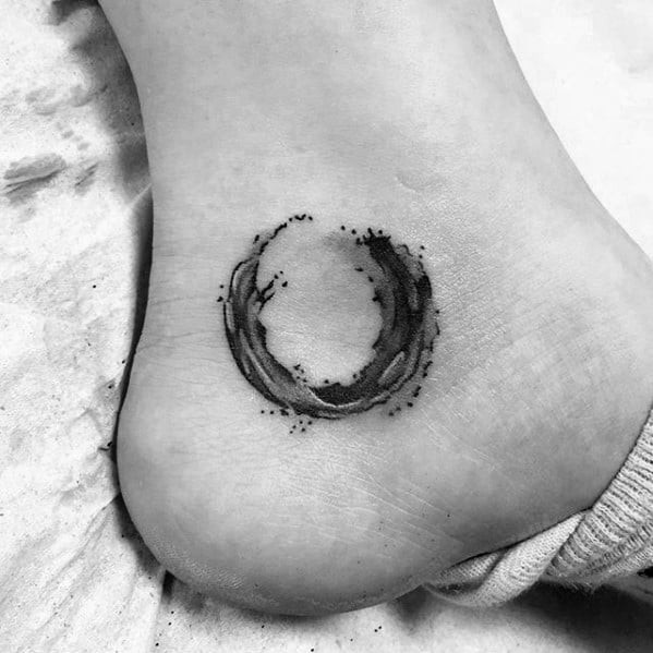 Guys Ankle Watercolor Circle Paint Brush Stroke Tattoo Deisgns