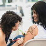 Intricate natural henna design