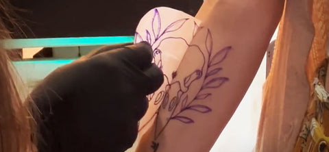 Skin preparation before applying tattoo stencil