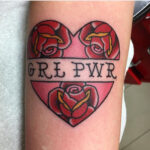 Freshly done forearm tattoo wrapped in protective film