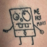 Tattoo blowout example showing ink spreading beyond the intended lines