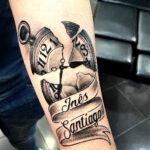 Clock with Shattered Face Tattoo Design