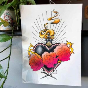 Tattoo artist working in a clean and organized studio