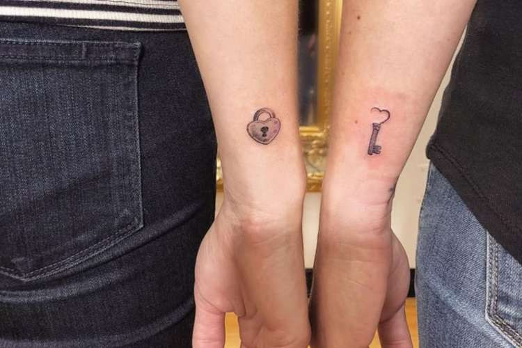 Key and lock tattoo