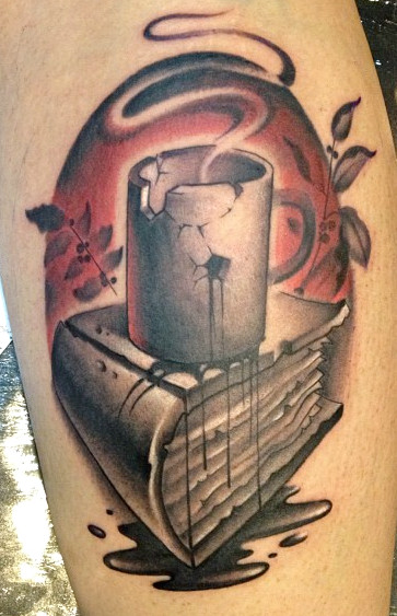 Jon Ragoe book and coffee tattoo