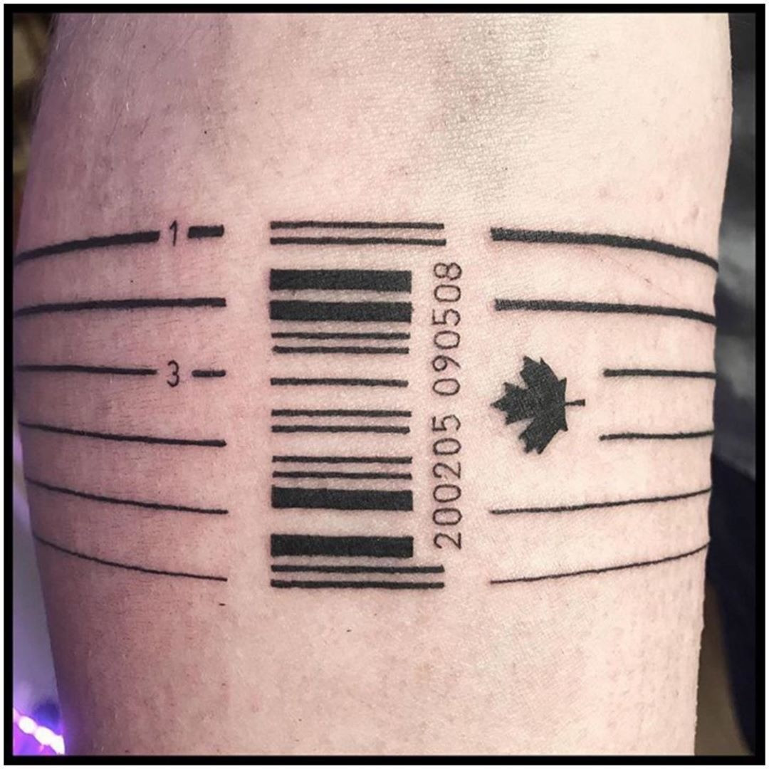 A QR code tattoo on a person's arm