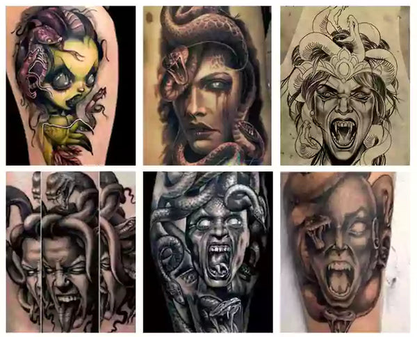 Close up of Medusa tattoo