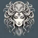 Neo-traditional Medusa tattoo with vibrant colors and intricate details
