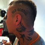 A tattooed attendee of the King of Tattoo event in Japan